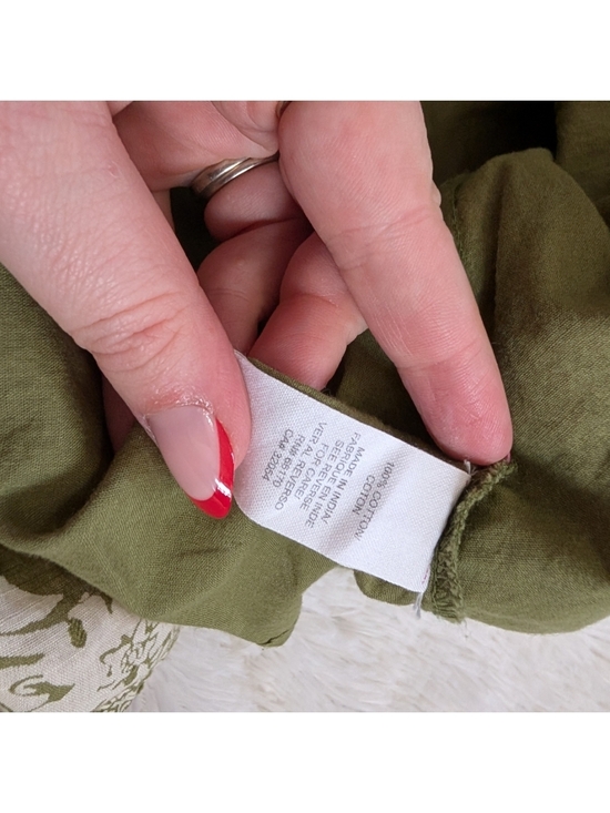 Free People Olive Green Patterned 100% Cotton Floral Tiered Sun Dress Size 10 - Picture 5 of 8